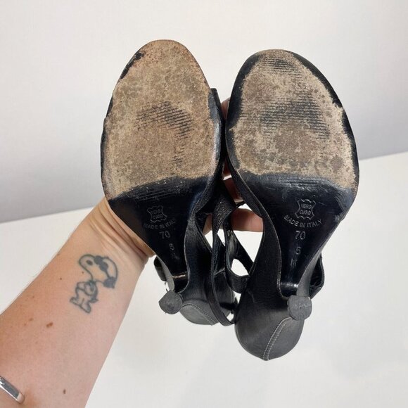 Via Spiga Womens Leather T-Strap Slingback Pump Black 5 M Stiletto Heels Buckle - Picture 7 of 7